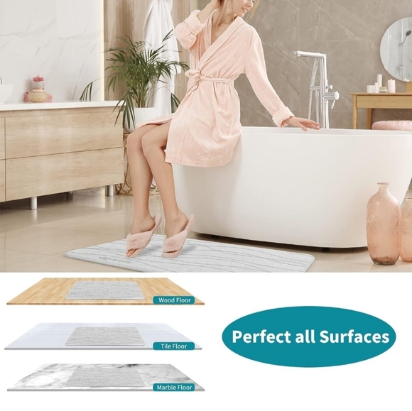 COPY - Stone Bath Mat, Diatomite Natural Earth Stone, Absorbent, Non-Slip - Picture 3 of 6